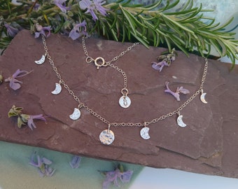 Moon Phase Charm Coin Necklace