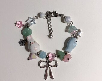 Fish rabbit sakura bead bracelet Handmade