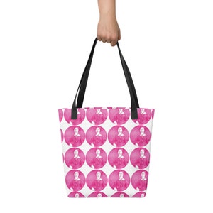 Emily Dickinson tote handbag in modern hot pink colour, bookish gift for poetry lovers & English literature students
