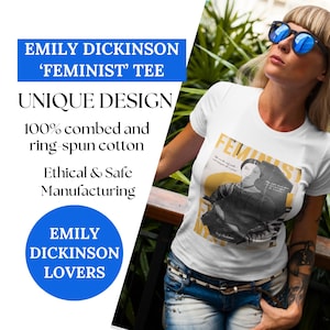 Emily Dickinson &quot;Poster Look&quot; Graphic T-Shirt: Feminist Literary Poetry Shirt, Unisex XS-XL