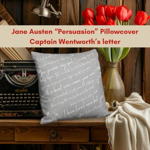 Jane Austen Persuasion | Literary Pillow Covering | Jane Austen Gifts | Booklovers Gift | Literature Lover Gift | Book Nook Decor | Cushion