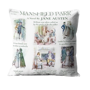 Jane Austen Mansfield Park pillow covering, reading nook pillow, Jane Austen book lover gift, reader gift, Jane Austen book decor ideas