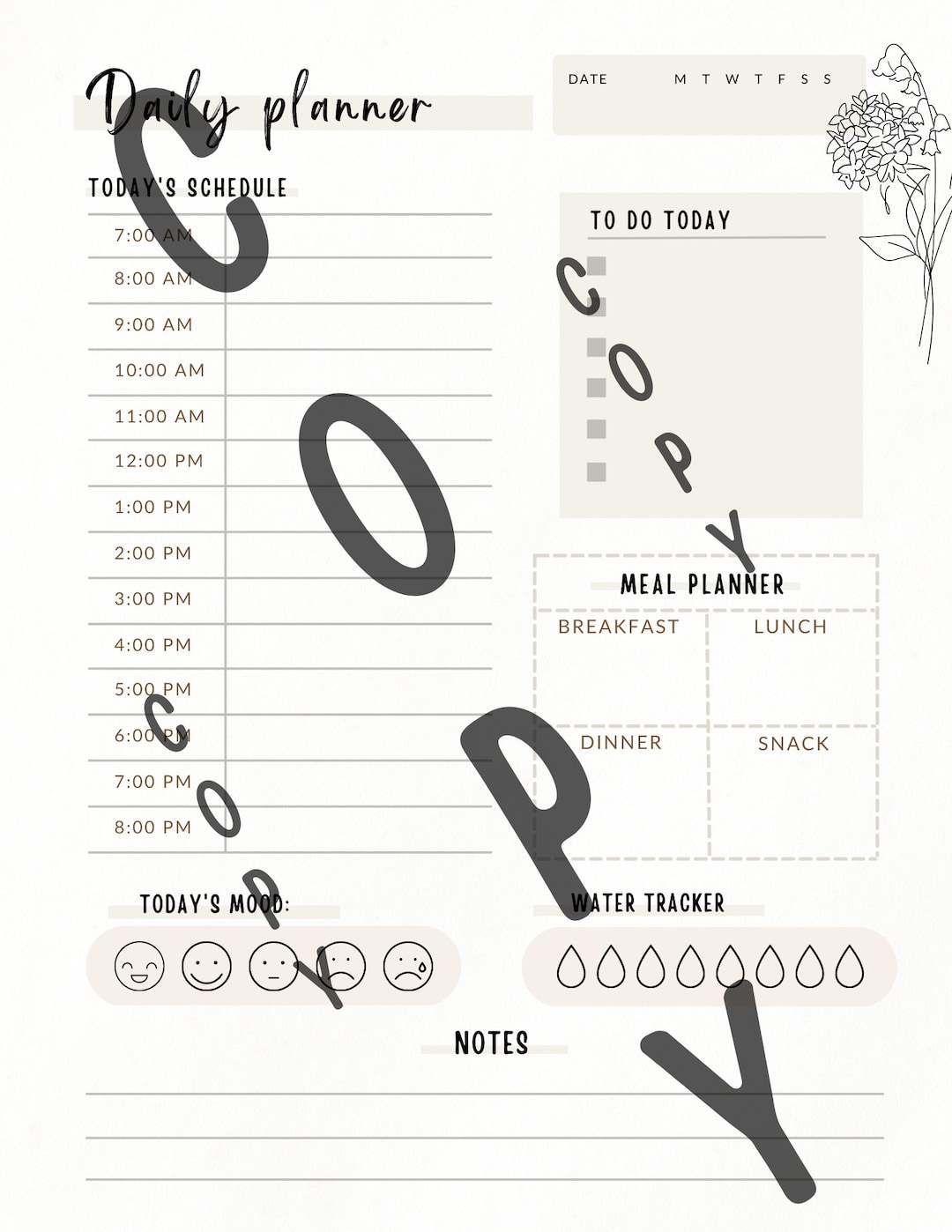 Printable Planner Template Etsy