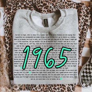 Jessie Murph 1965 Lyric Shirt Jessie Murph Inspired 1965 Lyrics T-Shirt | Oversized Jessie Murph Tee | Jessie Murph Graphic Shirt Hysteria