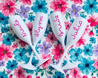 Copas de champán personalizadas con el nombre de Love Island, recuerdos personalizados para despedida de soltera, juego de 6 regalos para damas de honor, sets de regalos para la fiesta nupcial.