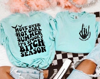 Comfort Colors Spooky Bitch Shirt, Funny Witch Sweatshirt, Move Over Hot Girl Summer Gift For Her, Cute Season Halloween Hoodie, Spooky Bitc