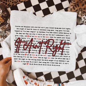 Jessie Murph Shirt | “It Ain’t Right” Lyrics Tee or Sweater | Worldwide Hysteria Tour Merch | Original Jessie Murph Fan Concert Outfit