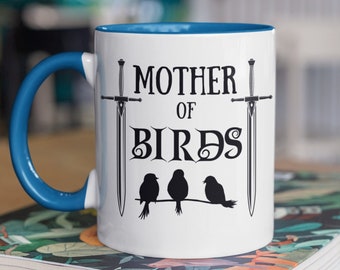 Mother of Birds Graphic Two-Tone Coffee Mugs, 15oz, 5 colors | Bird Mom Mug | Gift for Bird Mom | Bird Mom