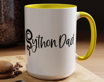 Dwukolorowe kubki do kawy z motywem Python Dad, 15 uncji, 8 kolorów, Python Ball, prezent dla taty Pythona, kubek Python, kubek Snake, prezent dla taty Pythona, Herp Dad