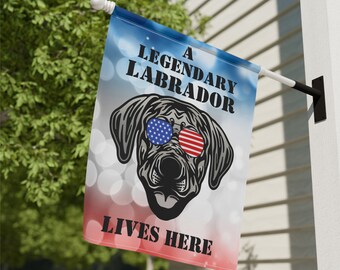 Legendäre Labrador-Gartenflagge oder Hausbanner, 2 Größen, Labrador Retriever, Labrador-Geschenk, Geschenk für Hundemama, Geschenk für Hundevater, Labrador-Mama, schwarzes Labrador
