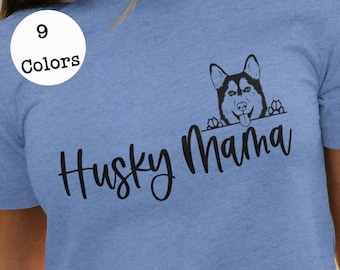 Husky Mama Hundras Unisex Jersey Kortärmad T-shirt Storlekar XS-5XL, Siberian Husky T-shirt, Siberian Husky Mamma Gåva, Husky Mamma T-shirt