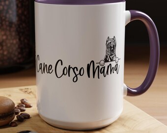 Cane Corso Mama Two-Tone Coffee Mugs, 15oz, Cane Corso Mom, Cane Corso Mom Gift, Dog Breed Mug, Cane Corso