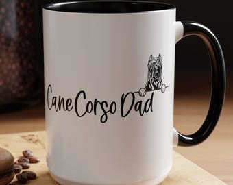Cane Corso Dad Two-Tone Coffee Mugs, 15oz, Cane Corso Dad, Cane Corso Dad Gift, Dog Breed Mug, Cane Corso