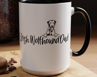 Irish Wolfhound Dad Two-Tone Coffee Mugs, Wolfhound Dad, Irish Wolfhound Dad Gift, Dog Breed Mug, Irish Wolfhound, Wolfhound Papa