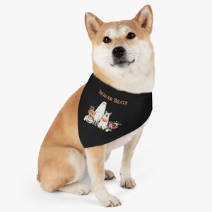 Tricks for Treats Watercolor Halloween Dog Kid Pet Bandana Collar Combo