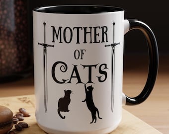 Mother of Cats Two-Tone Coffee Mug, 15oz , Cat Mom Mug, Cat Mom Gift, Cat Mug, Cute Cat Mug, Gift for Cat Mom