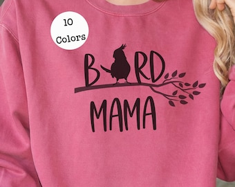 Bird Mama Cockatiel Comfort Colors Premium Unisex Garment-Dyed Sweatshirt, Sizes S-2XL | Cockatiel Mom | Bird Mom