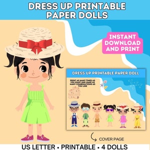 Dress Up Druckbare Papierpuppen Kit Aktivität Handwerk, Mädchen & Jungen Geburtstag Party Geschenk Party Favor Pre K Kindergarten Homeschool Cut und Kleber
