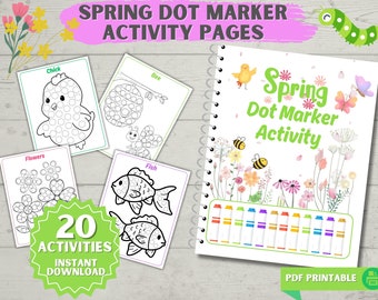 Spring Dot Marker Printables, Finger Paint Printables, Do A Dot for Toddlers, Preschoolers and Daycare, Dot Sticker Activities, Easter art
