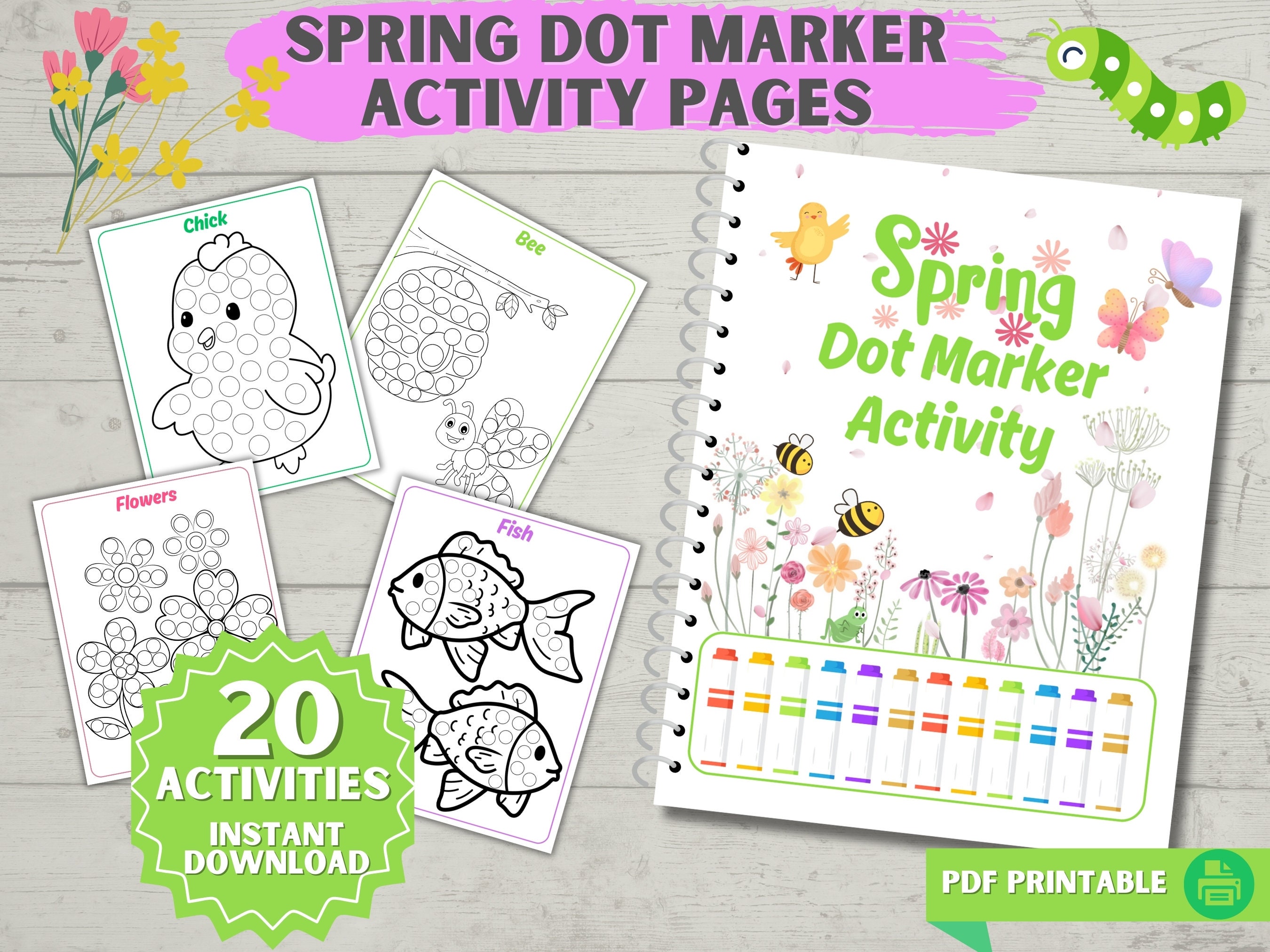 Spring Dot Marker Printables, Finger Paint Printables, Do A Dot for ...