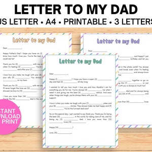 Carta a mi papá / Día del Padre Imprimible / Regalo del Día del Padre / Regalo para papá / Actividad DIY para niños / Regalo de papá de niños / Regalo de cumpleaños papá