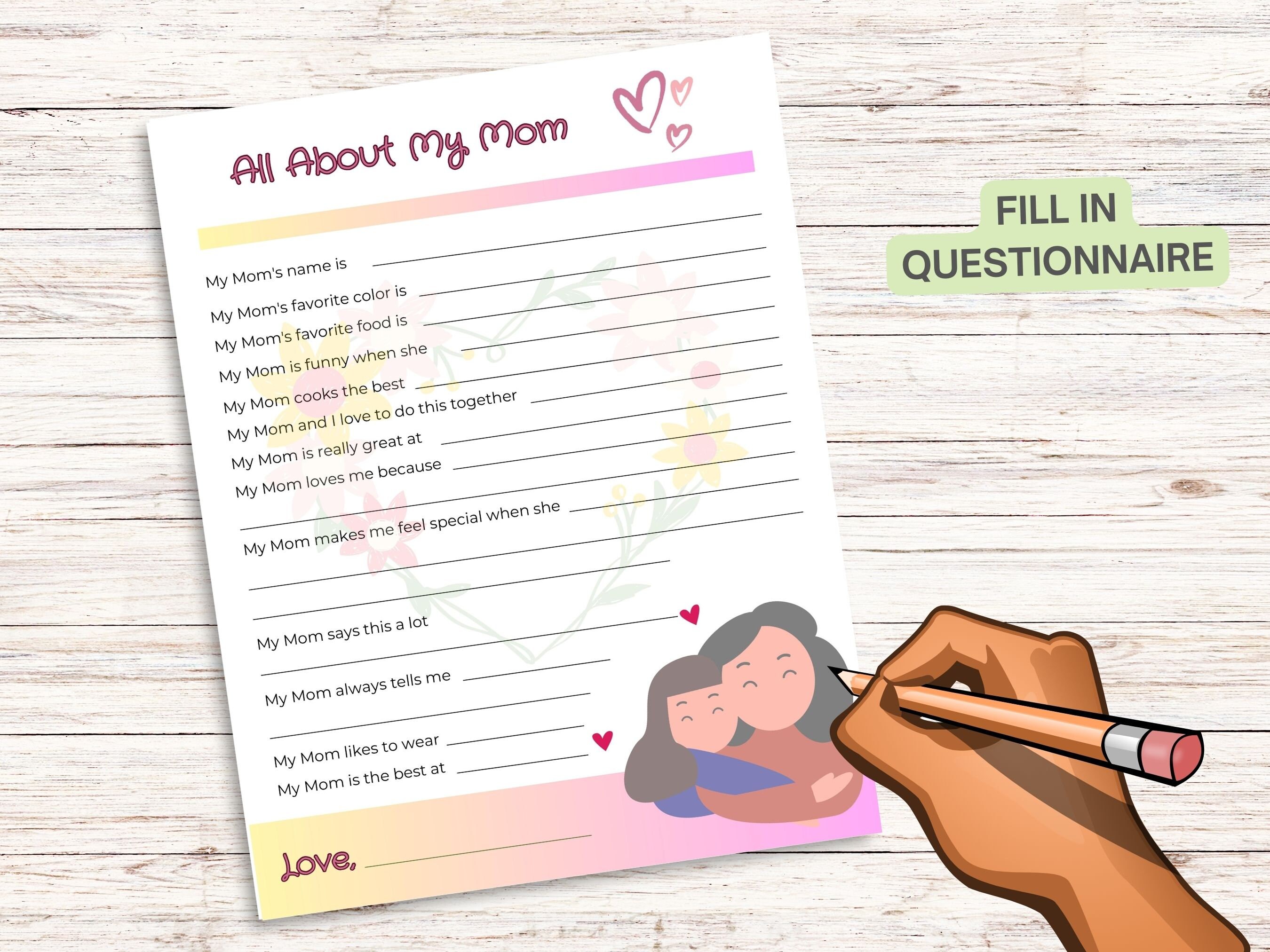 All About My Mom | Instant Download | Mothers Day Printable | Mothers ...