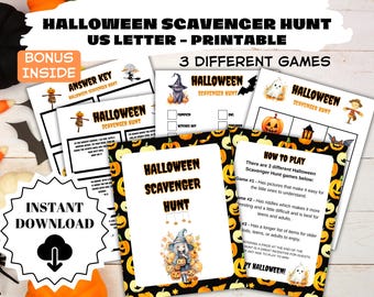 Halloween Scavenger Hunt, Party Games for Teens and Adults, Halloween Kids Activity, Treasure Hunt, Halloween Game for Holiday Fun
