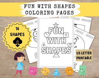 Shapes Coloring and Tracing Printable for Toddlers, Preschoolers and Daycare, fun activity to help kids with shape recognition