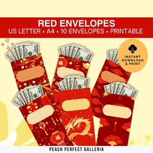 Printable Red Envelopes for Lunar New Year, 2025 Year of the Wood Snake