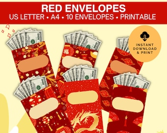 Printable Red Envelopes for Lunar New Year, 2026 Year of the Fire Horse