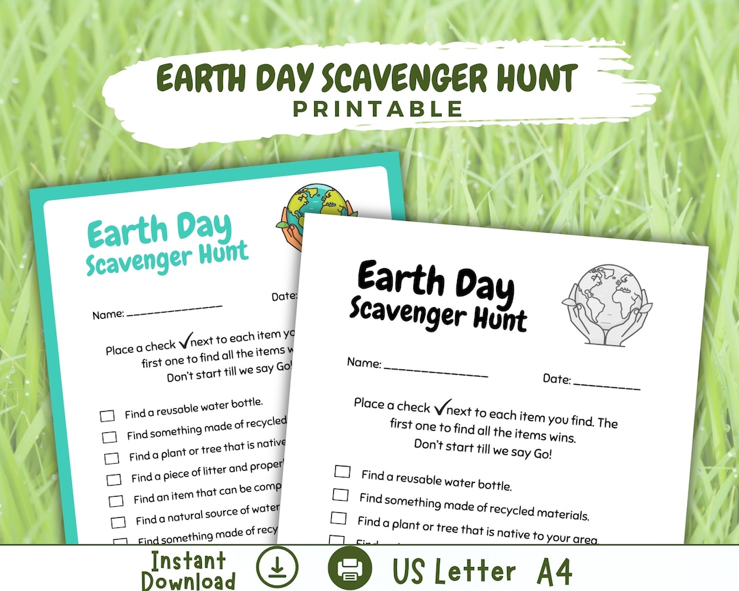 Earth Day Nature Scavenger Hunt, Outdoor Treasure Hunt Printable, Kids ...