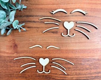 6 Pack Mini Wood Bunny Face Cutouts: DIY Easter Crafts, DIY Spring Crafts
