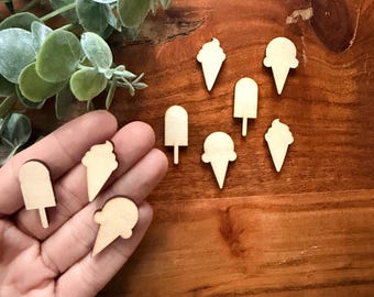 Tiny Ice Cream, Popsicle Wood Cutouts | DIY Crafts, Dollhouse Embellishments