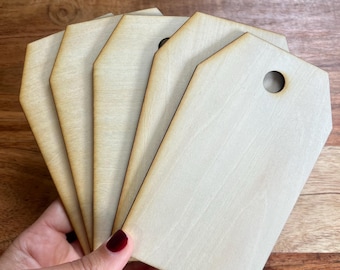 DIY Craft Wood Blank Tags: Farmhouse Ornament Blanks - 3”x5” (5 Pack)