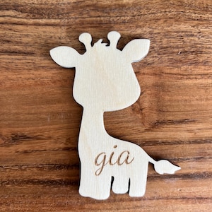 Tarjeta de lugar con jirafa recortada/Tarjeta de lugar con jirafa/Tarjeta de lugar para cumpleaños en el bosque/Tarjeta de lugar para desfile nupcial/Tarjeta de lugar para baby shower/Tarjeta de lugar para baby shower en la jungla