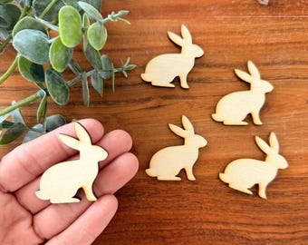 1.2” Mini Wood Bunny Cutouts: Mini DIY Craft Pieces