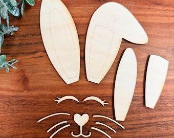 Mini Wood Bunny Face w/ Ears Cutouts: DIY Easter Crafts, DIY Spring Crafts