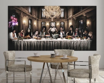 Famous Celebrities The Last Supper Canvas Print Wall Art The Most Iconic Music and Movie Stars of All Time Top Painting