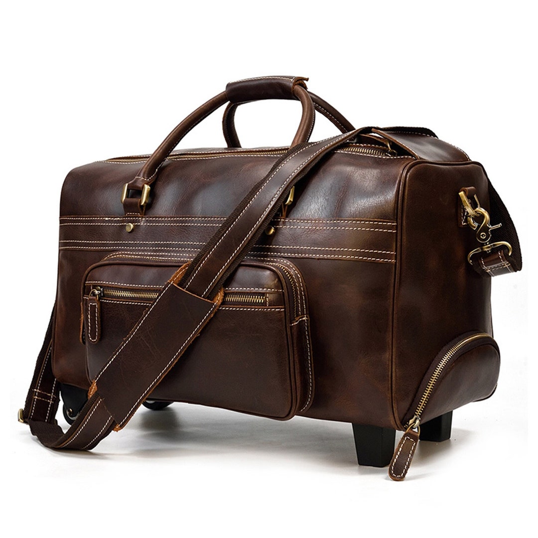Genuine Leather Rolling Duffel Bag Travel in Style and Comfort With Our