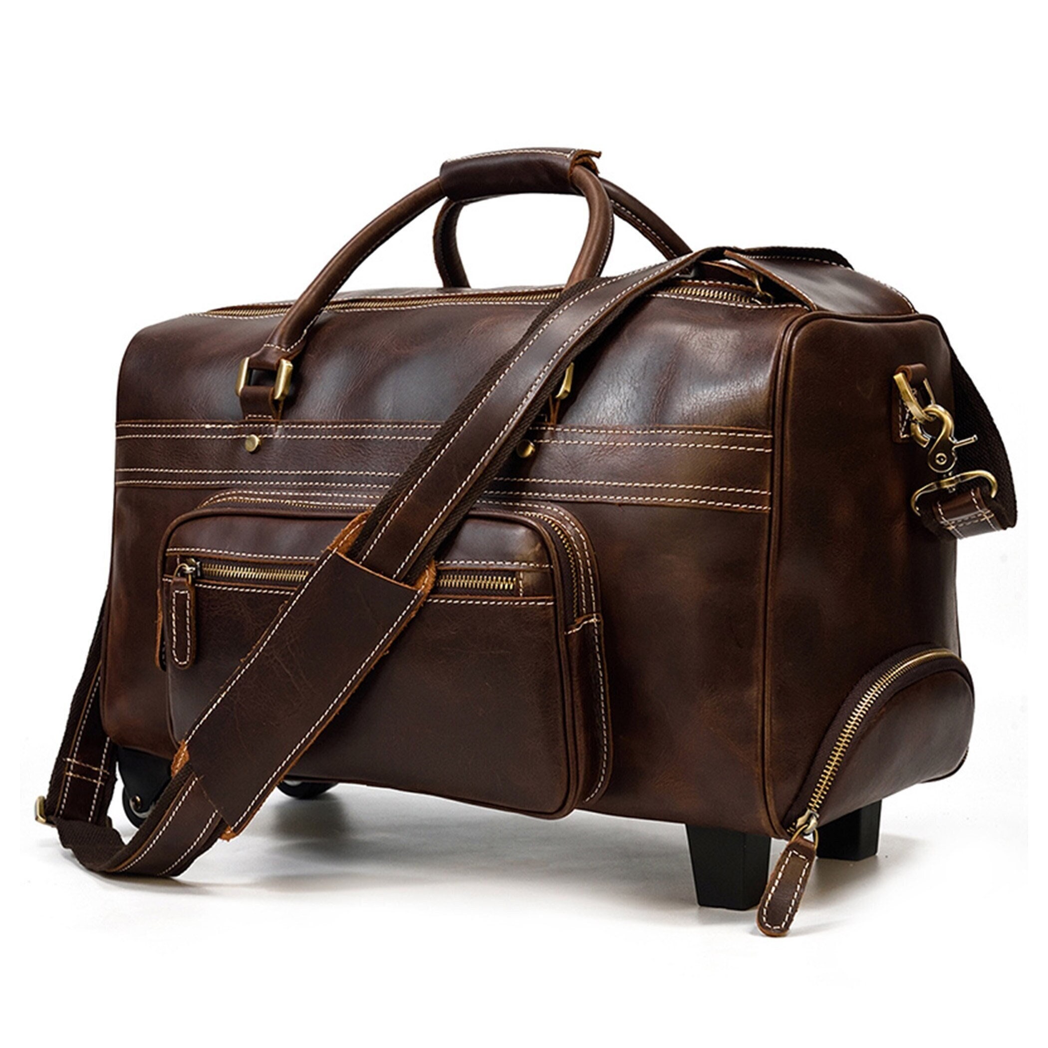 Genuine Leather Rolling Duffel Bag Travel in Style and Comfort With Our