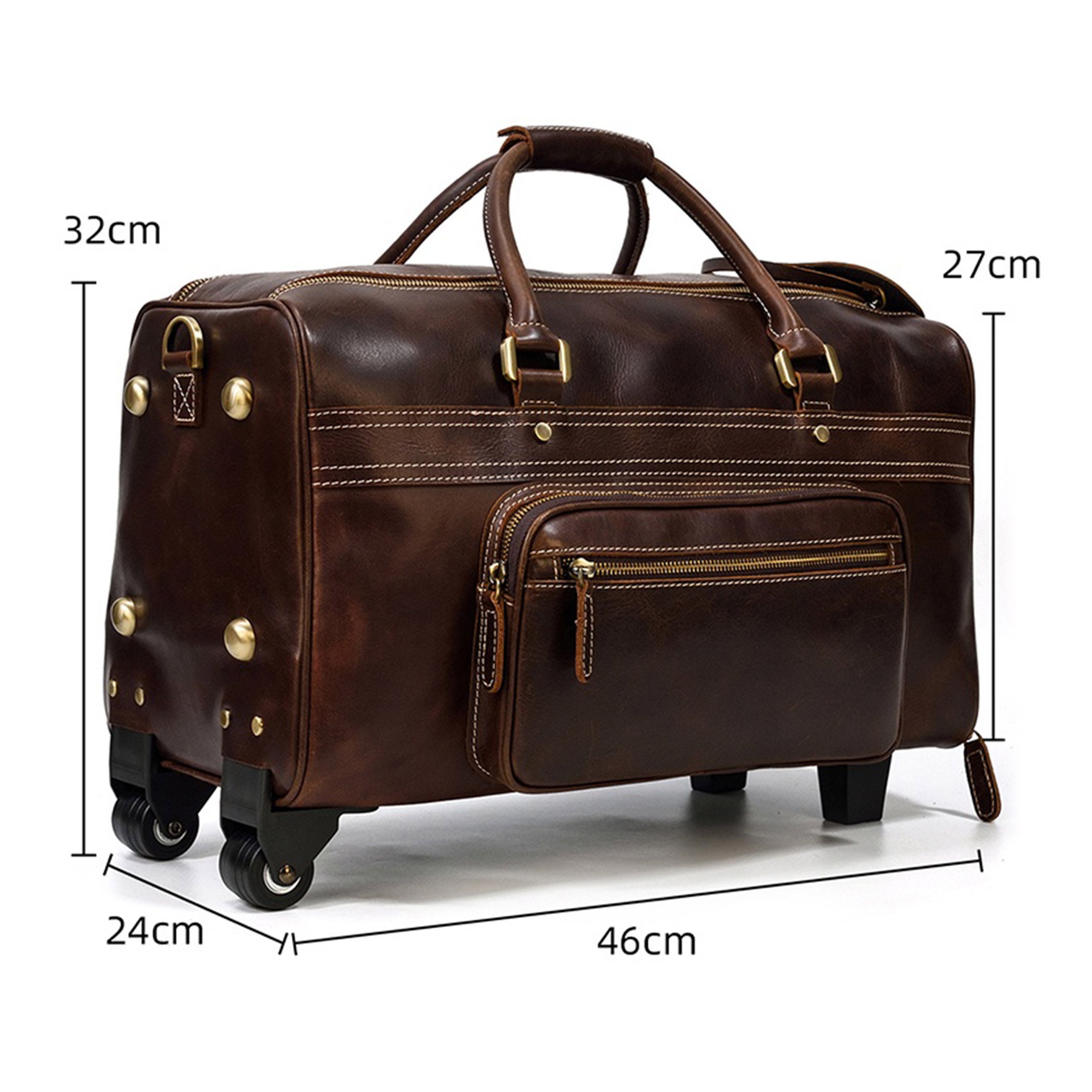 Genuine Leather Rolling Duffel Bag Travel in Style and Comfort With Our