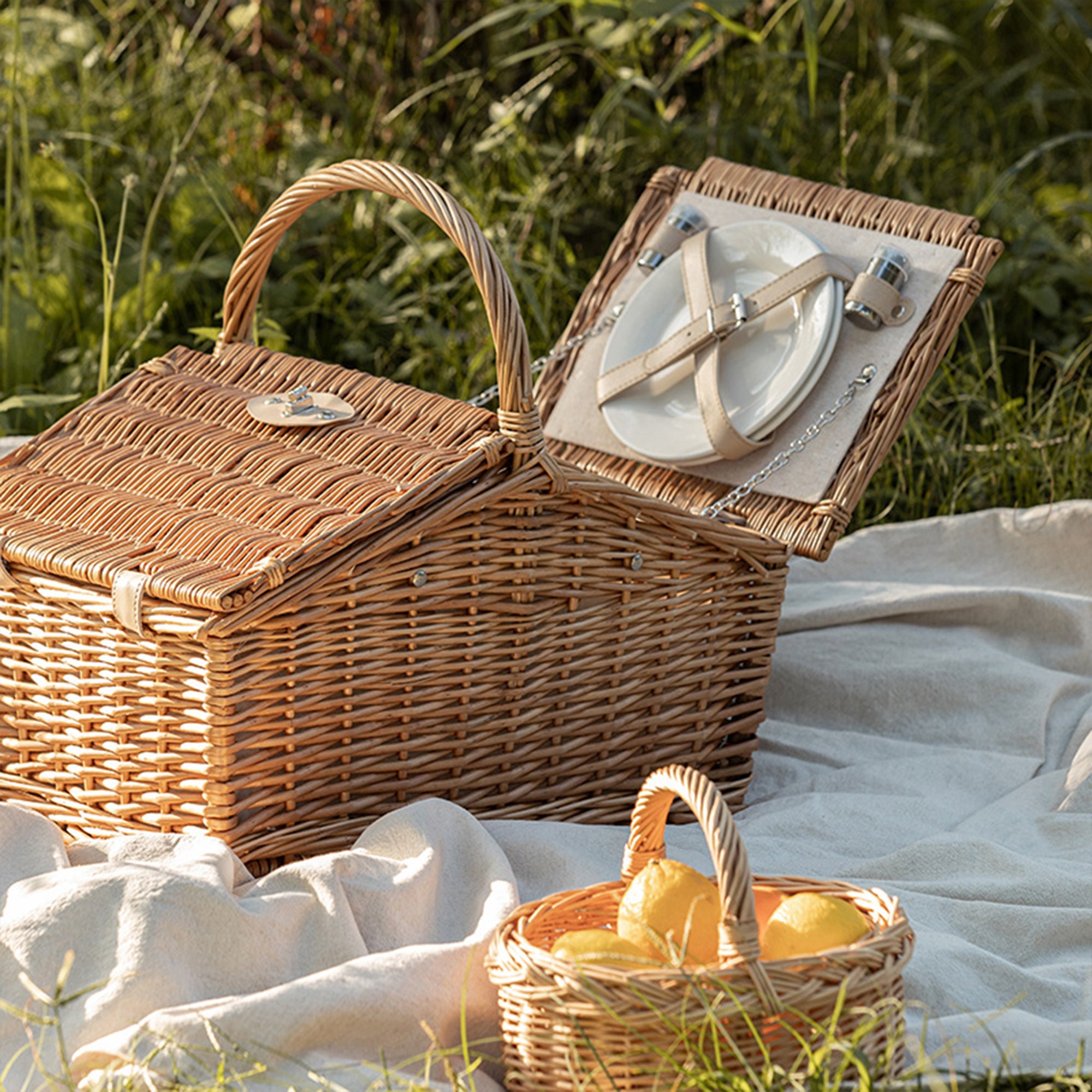 Wicker Picnic Basketcamping Basketpicnic Basket With - Etsy