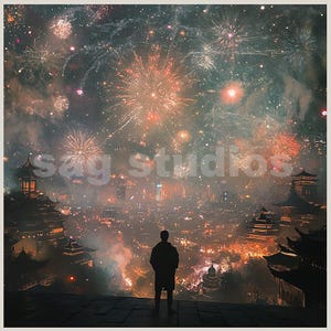 Frohes neues Jahr, NYE 2024, 2025, Kunst, Wand, Kunst Druck, sofortiger digitaler Download, Poster, Postkarte, druckbare Wohnkultur, Fantasie, Zukunft