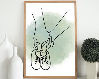 Minimalistic Nursery Art - Couple Hands & Shoes