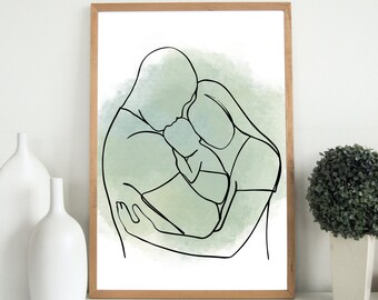 Minimalistic Nursery Art - Family Embrace