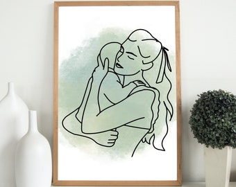 Minimalistic Nursery Art - Mother and Baby