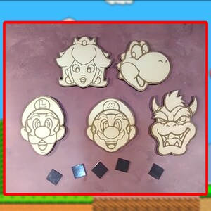 Paint Your Own Wooden Magnets Set of 5 Mario & Friends Heads