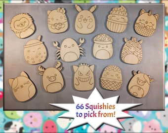 Paint Your Own Squishy Friends Wooden Magnets DIY Craft - 66 Characters