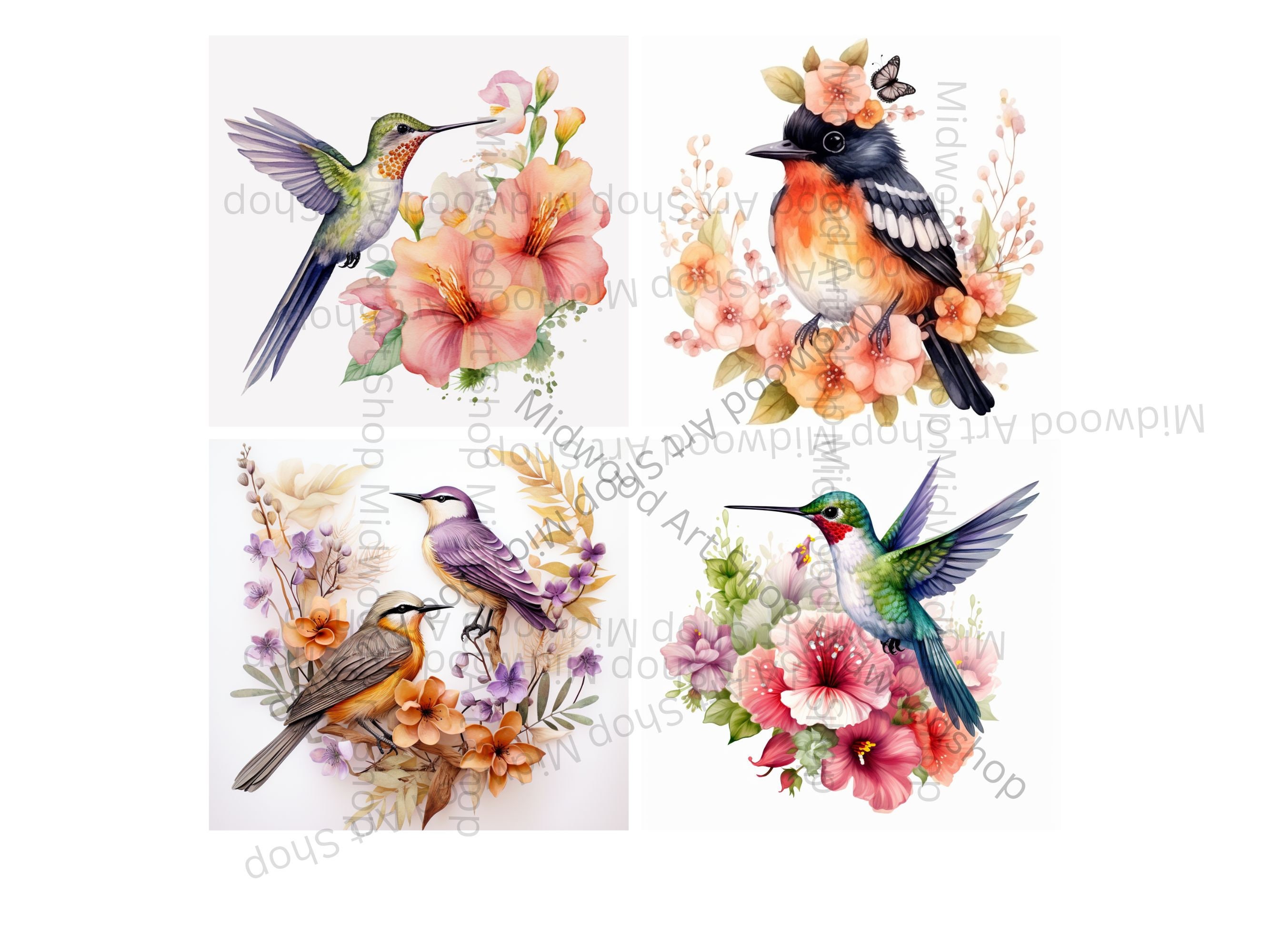 Watercolor Birds Clipart Bundle, Spring Birds Clipart, Birds Bundle ...