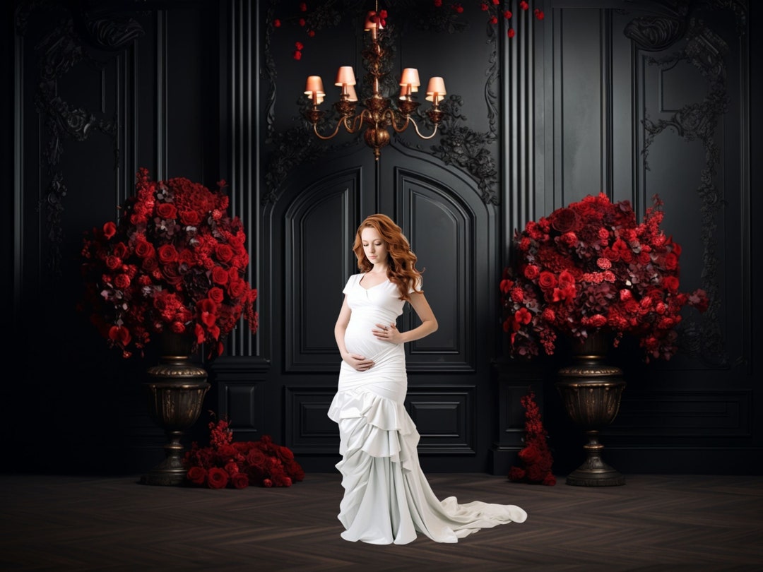 Maternity Digital Backdrops, Bundle Floral Maternity Backdrop Overlays